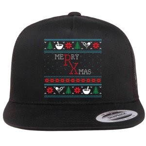 Funny Pharmacy Ugly Christmas Sweaters Flat Bill Trucker Hat