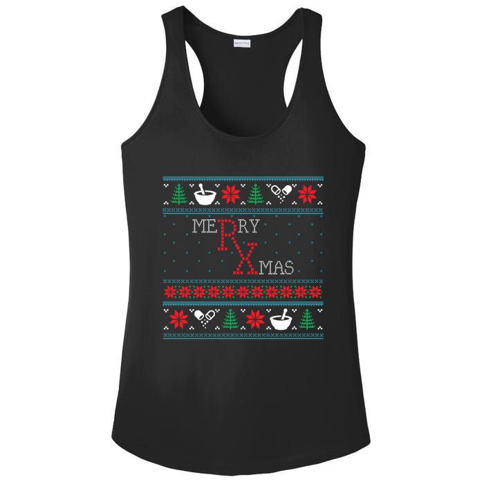 Funny Pharmacy Ugly Christmas Sweaters Ladies PosiCharge Competitor Racerback Tank