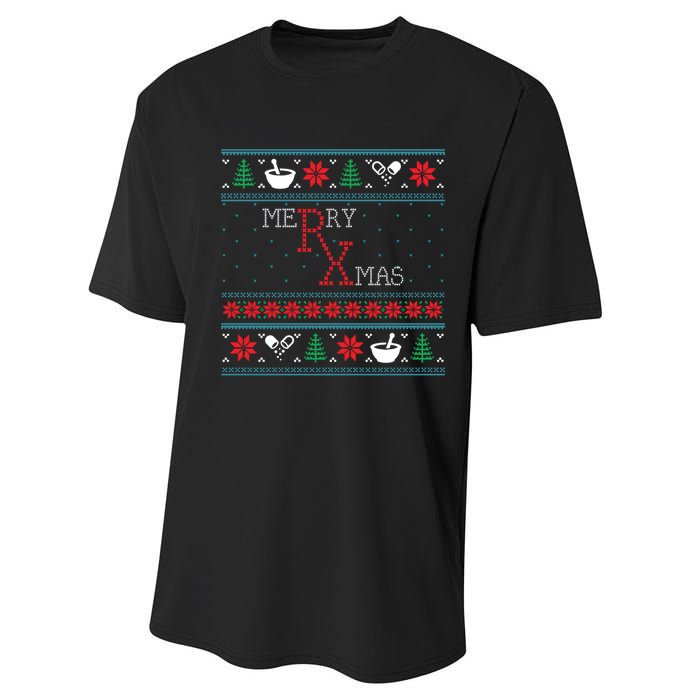 Funny Pharmacy Ugly Christmas Sweaters Performance Sprint T-Shirt