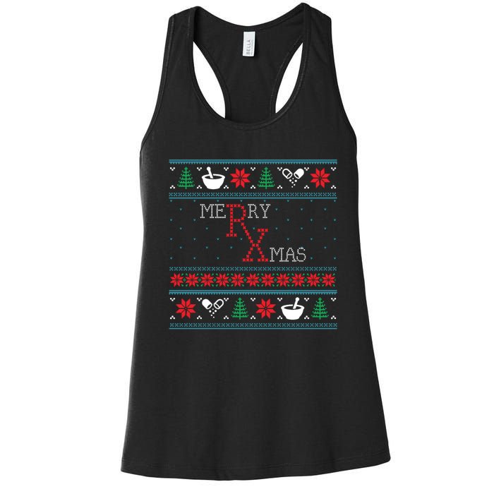 Funny Pharmacy Ugly Christmas Sweaters Women's Racerback Tank