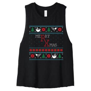 Funny Pharmacy Ugly Christmas Sweaters Women's Racerback Cropped Tank