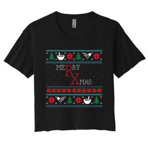 Funny Pharmacy Ugly Christmas Sweaters Women's Crop Top Tee