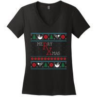 Funny Pharmacy Ugly Christmas Sweaters Women's V-Neck T-Shirt