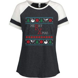 Funny Pharmacy Ugly Christmas Sweaters Enza Ladies Jersey Colorblock Tee