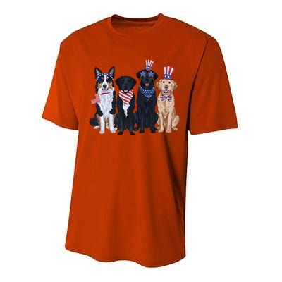 Funny Patriotic Usa Dog  4th Of July Dog Independence Day Performance Sprint T-Shirt