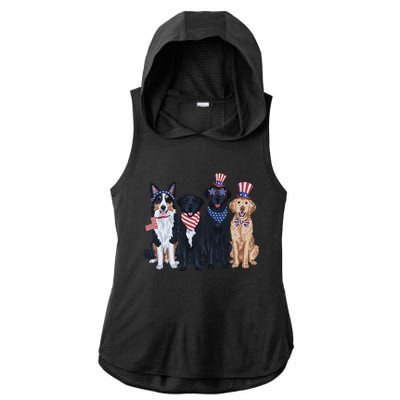 Funny Patriotic Usa Dog  4th Of July Dog Independence Day Ladies PosiCharge Tri-Blend Wicking Draft Hoodie Tank