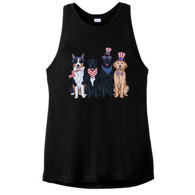 Funny Patriotic Usa Dog  4th Of July Dog Independence Day Ladies PosiCharge Tri-Blend Wicking Tank