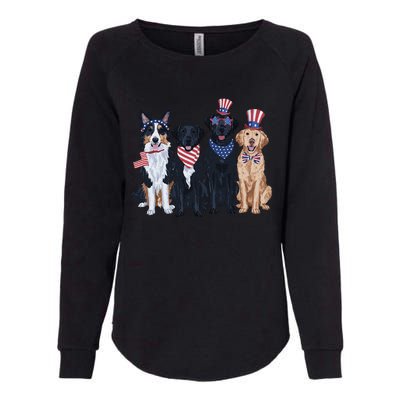 Funny Patriotic Usa Dog  4th Of July Dog Independence Day Womens California Wash Sweatshirt