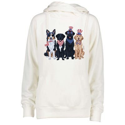 Funny Patriotic Usa Dog  4th Of July Dog Independence Day Womens Funnel Neck Pullover Hood