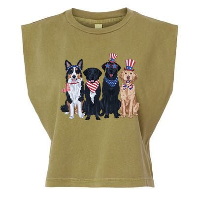 Funny Patriotic Usa Dog  4th Of July Dog Independence Day Garment-Dyed Women's Muscle Tee