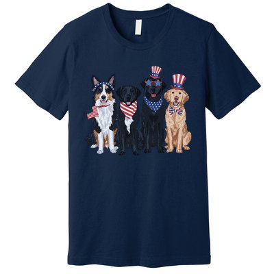 Funny Patriotic Usa Dog  4th Of July Dog Independence Day Premium T-Shirt