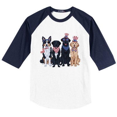 Funny Patriotic Usa Dog  4th Of July Dog Independence Day Baseball Sleeve Shirt