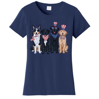 Funny Patriotic Usa Dog  4th Of July Dog Independence Day Women's T-Shirt