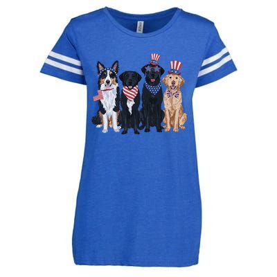 Funny Patriotic Usa Dog  4th Of July Dog Independence Day Enza Ladies Jersey Football T-Shirt