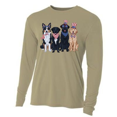 Funny Patriotic Usa Dog  4th Of July Dog Independence Day Cooling Performance Long Sleeve Crew