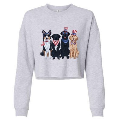 Funny Patriotic Usa Dog  4th Of July Dog Independence Day Cropped Pullover Crew