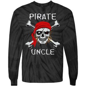 Funny Pirate Uncle Skull & Crossbones Halloween Tie-Dye Long Sleeve Shirt