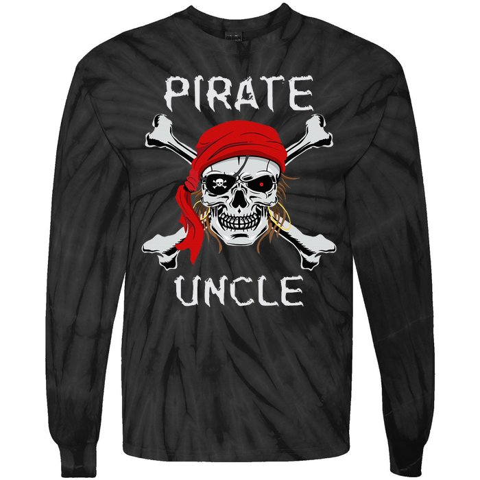 Funny Pirate Uncle Skull & Crossbones Halloween Tie-Dye Long Sleeve Shirt