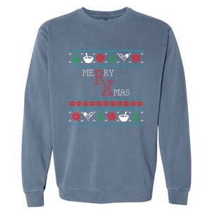 Funny Pharmacy Ugly Christmas Gift Garment-Dyed Sweatshirt