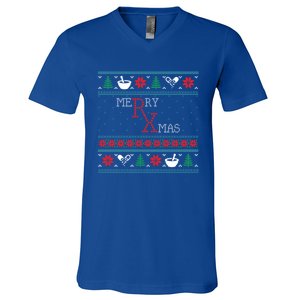 Funny Pharmacy Ugly Christmas Gift V-Neck T-Shirt