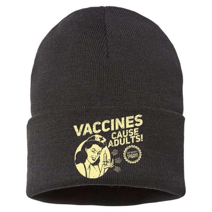 Funny Pro Vaccination T Vaccines Cause Adults Sustainable Knit Beanie