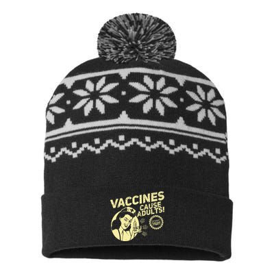 Funny Pro Vaccination T Vaccines Cause Adults USA-Made Snowflake Beanie