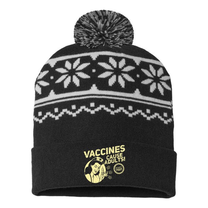 Funny Pro Vaccination T Vaccines Cause Adults USA-Made Snowflake Beanie