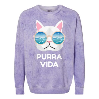 Funny Pura Vida Cat Costa Rica Surfing Surf Waves Colorblast Crewneck Sweatshirt