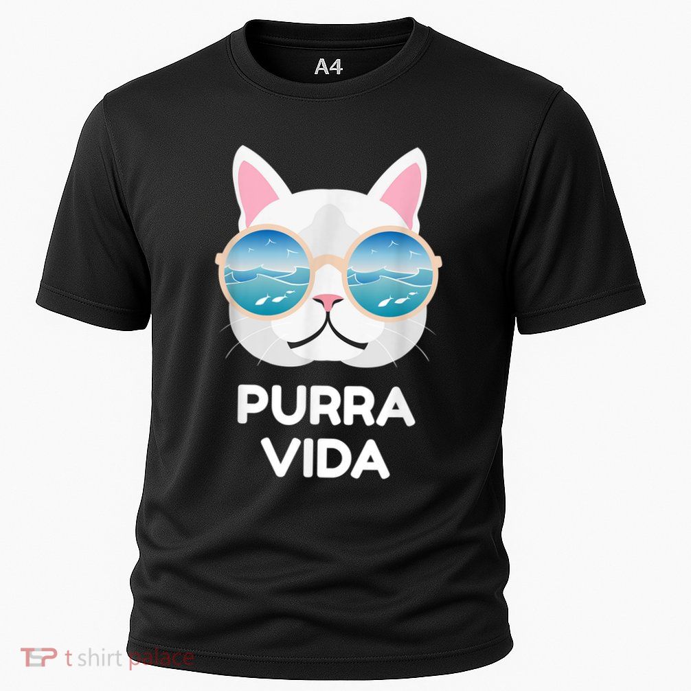 Funny Pura Vida Cat Costa Rica Surfing Surf Waves Performance Shirt