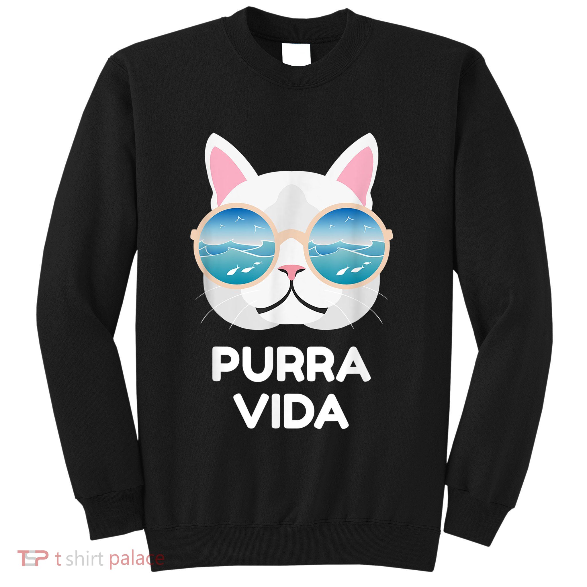 Funny Pura Vida Cat Costa Rica Surfing Surf Waves Sweatshirt