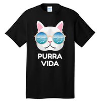 Funny Pura Vida Cat Costa Rica Surfing Surf Waves Tall T-Shirt