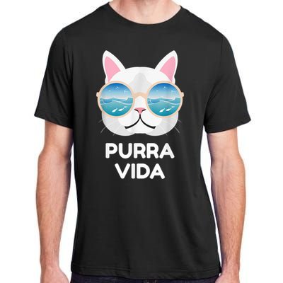 Funny Pura Vida Cat Costa Rica Surfing Surf Waves Adult ChromaSoft Performance T-Shirt