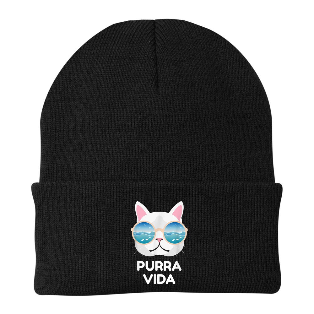 Funny Pura Vida Cat Costa Rica Surfing Surf Waves Beanie