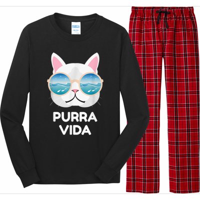 Funny Pura Vida Cat Costa Rica Surfing Surf Waves Long Sleeve Pajama Set