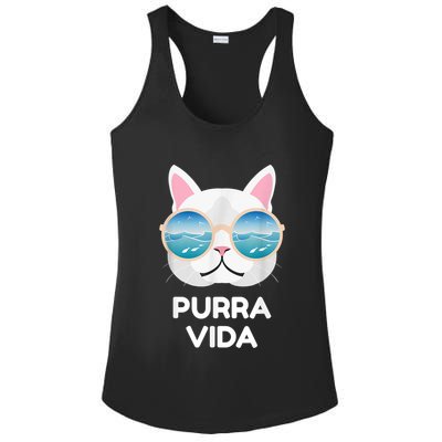 Funny Pura Vida Cat Costa Rica Surfing Surf Waves Ladies PosiCharge Competitor Racerback Tank