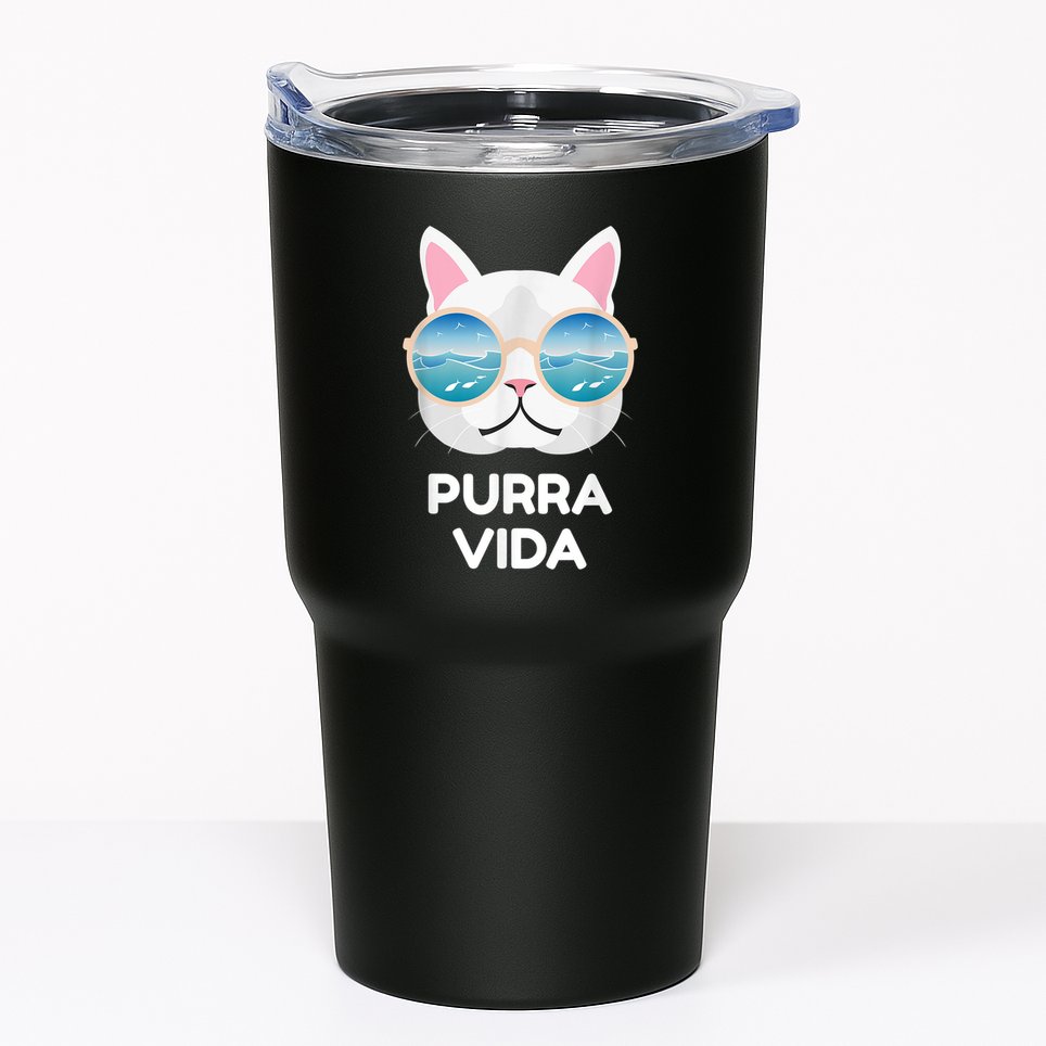Funny Pura Vida Cat Costa Rica Surfing Surf Waves Tumbler