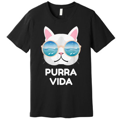 Funny Pura Vida Cat Costa Rica Surfing Surf Waves Premium T-Shirt