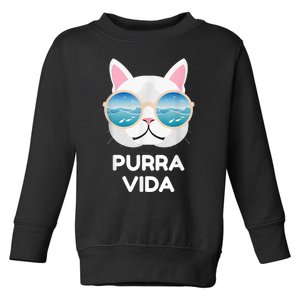 Funny Pura Vida Cat Costa Rica Surfing Surf Waves Toddler Sweatshirt