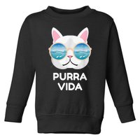 Funny Pura Vida Cat Costa Rica Surfing Surf Waves Toddler Sweatshirt