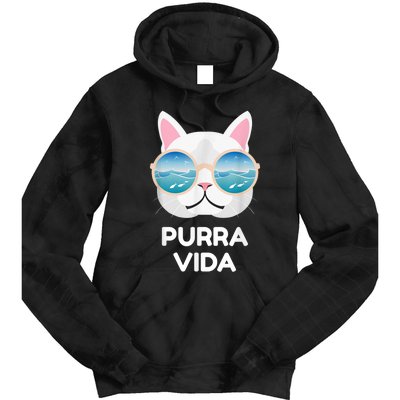 Funny Pura Vida Cat Costa Rica Surfing Surf Waves Tie Dye Hoodie