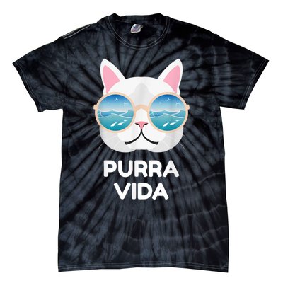 Funny Pura Vida Cat Costa Rica Surfing Surf Waves Tie-Dye T-Shirt