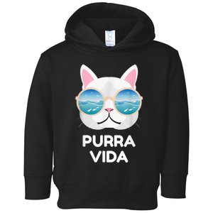 Funny Pura Vida Cat Costa Rica Surfing Surf Waves Toddler Hoodie