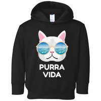 Funny Pura Vida Cat Costa Rica Surfing Surf Waves Toddler Hoodie