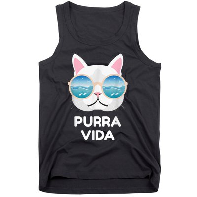 Funny Pura Vida Cat Costa Rica Surfing Surf Waves Tank Top