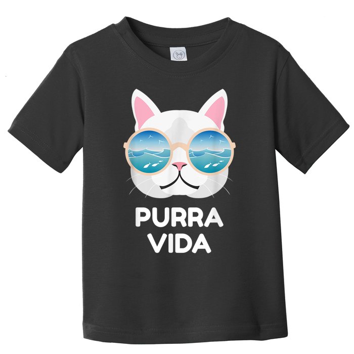 Funny Pura Vida Cat Costa Rica Surfing Surf Waves Toddler T-Shirt