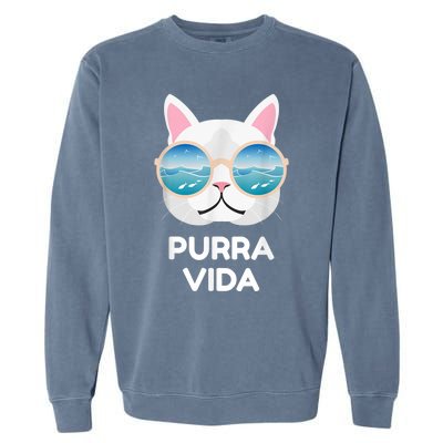 Funny Pura Vida Cat Costa Rica Surfing Surf Waves Garment-Dyed Sweatshirt