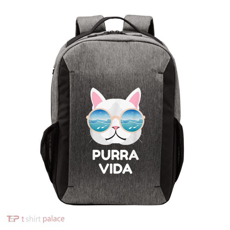 Funny Pura Vida Cat Costa Rica Surfing Surf Waves Vector Backpack