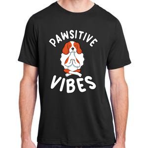 Funny Pawsitive Vibes Pun Cute Yoga Dog Beagle Lovers Gift Adult ChromaSoft Performance T-Shirt