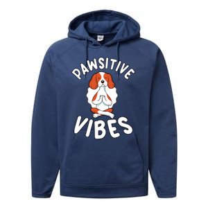 Funny Pawsitive Vibes Pun Cute Yoga Dog Beagle Lovers Gift Performance Fleece Hoodie