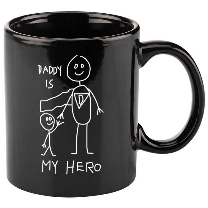 Firefighter Police Veteran Heros Daddy Is My Hero Funny Gift 11oz C Handle Ceramic Mug